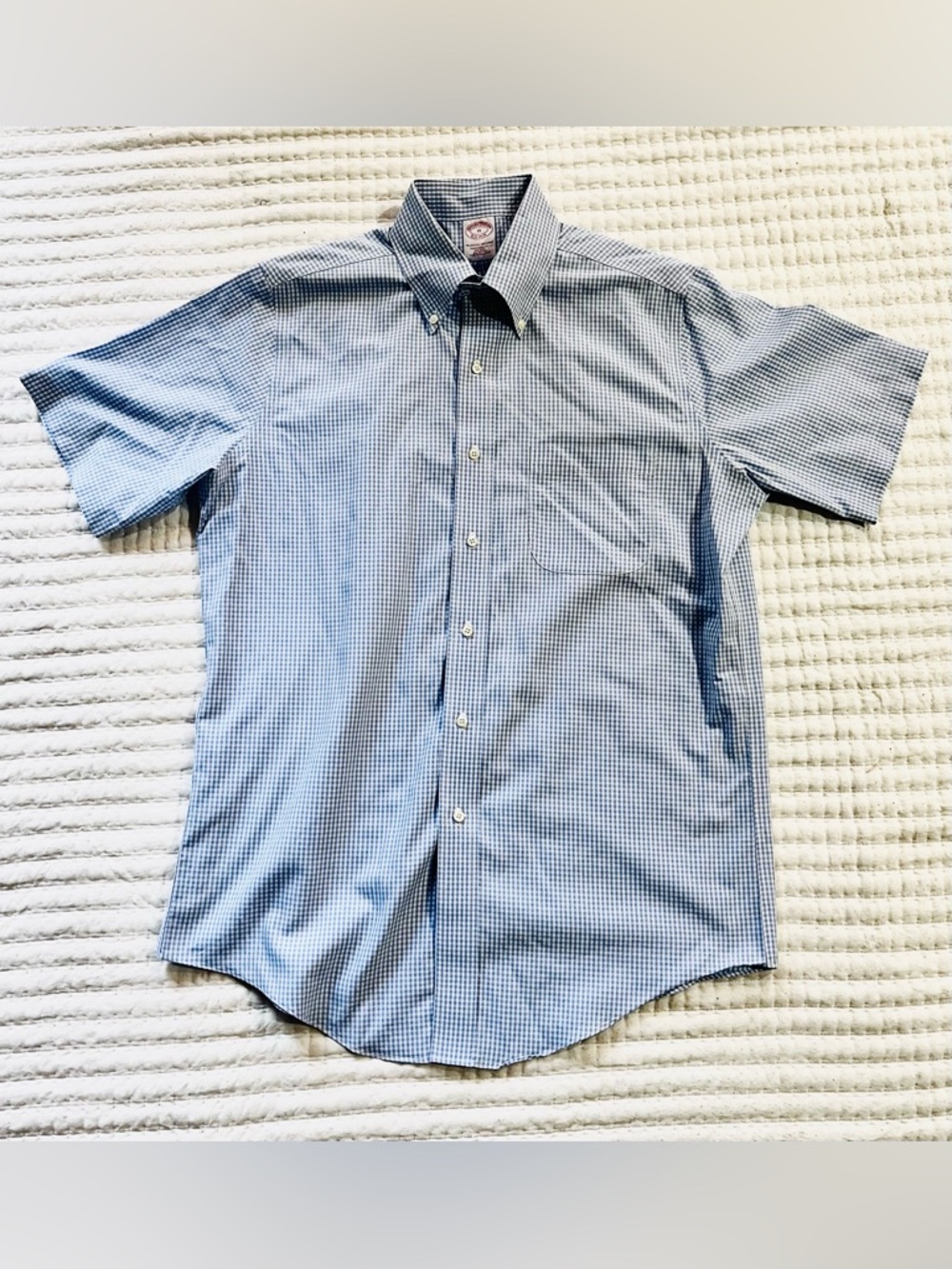 Brooks Brothers Blue Gingham Button Down Shirt Men’s 15 Classic Fit